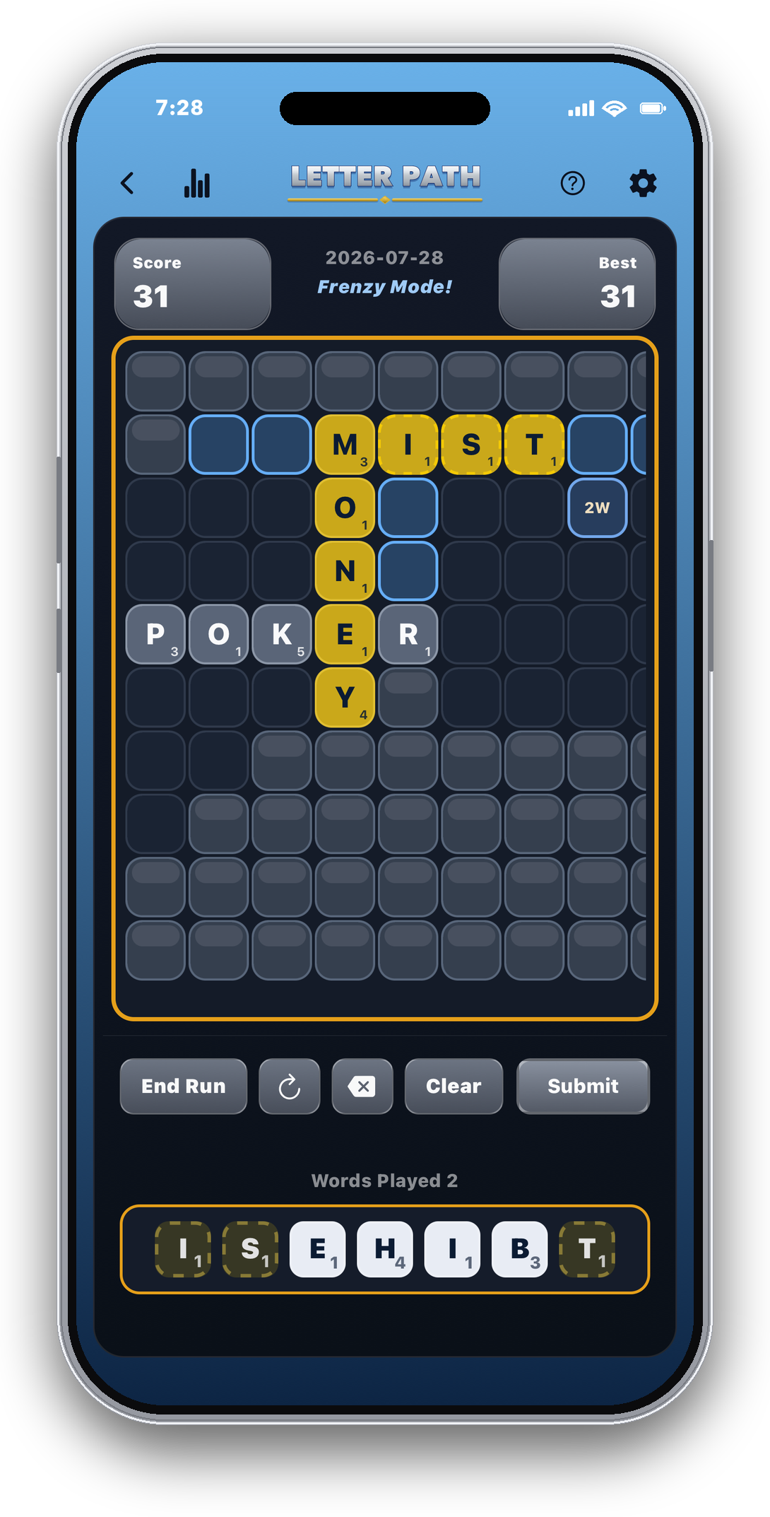 Letter Path in Frenzy Mode